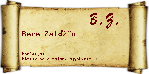 Bere Zalán névjegykártya